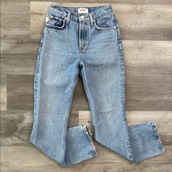 AGOLDE Straight Leg Organic Cotton Jeans 23 Blue Vintage Wash High Rise Denim - Picture 1 of 11